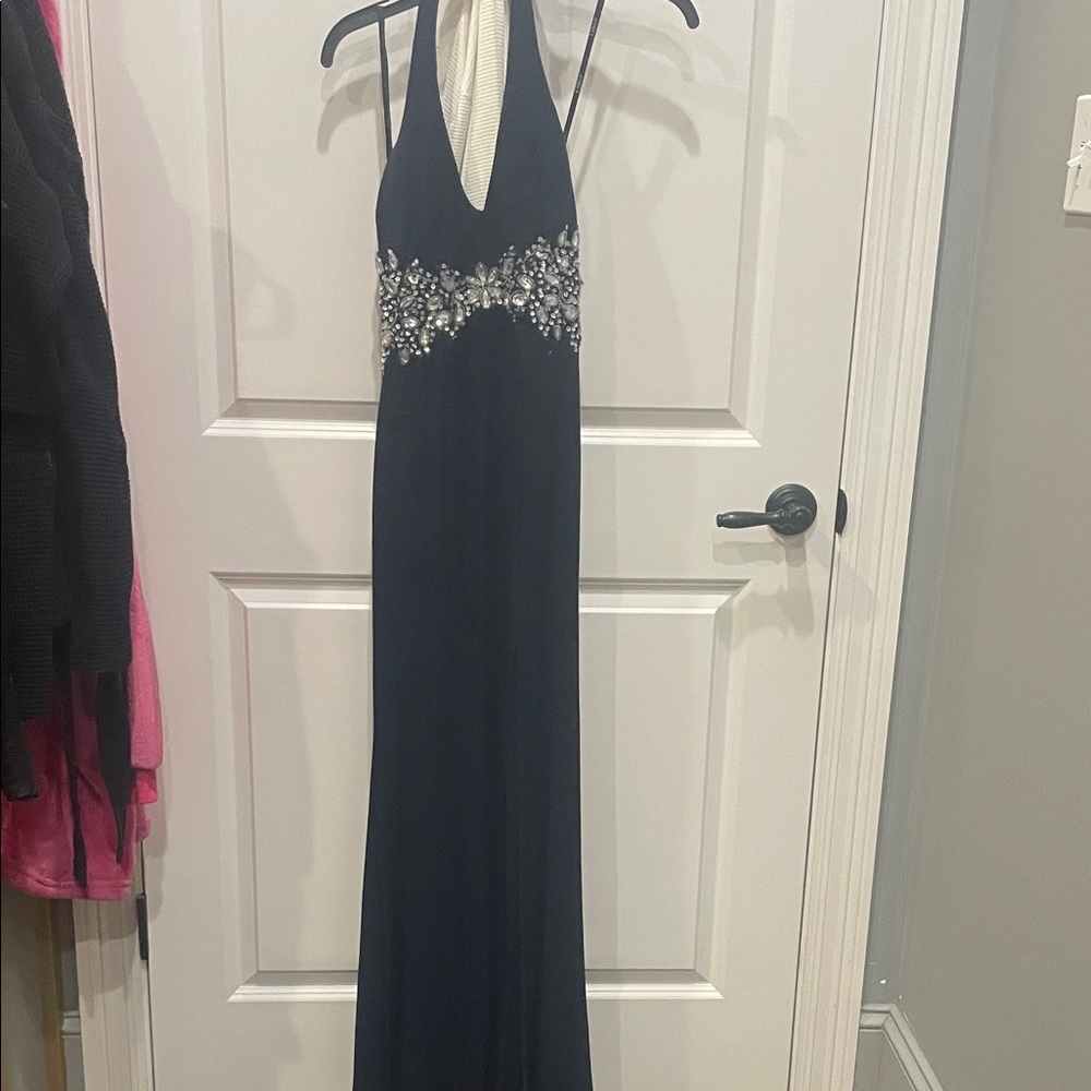 Elegant Navy Evening Gown.
